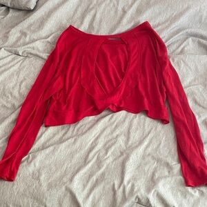 Red Long Sleeve Open Back Crop